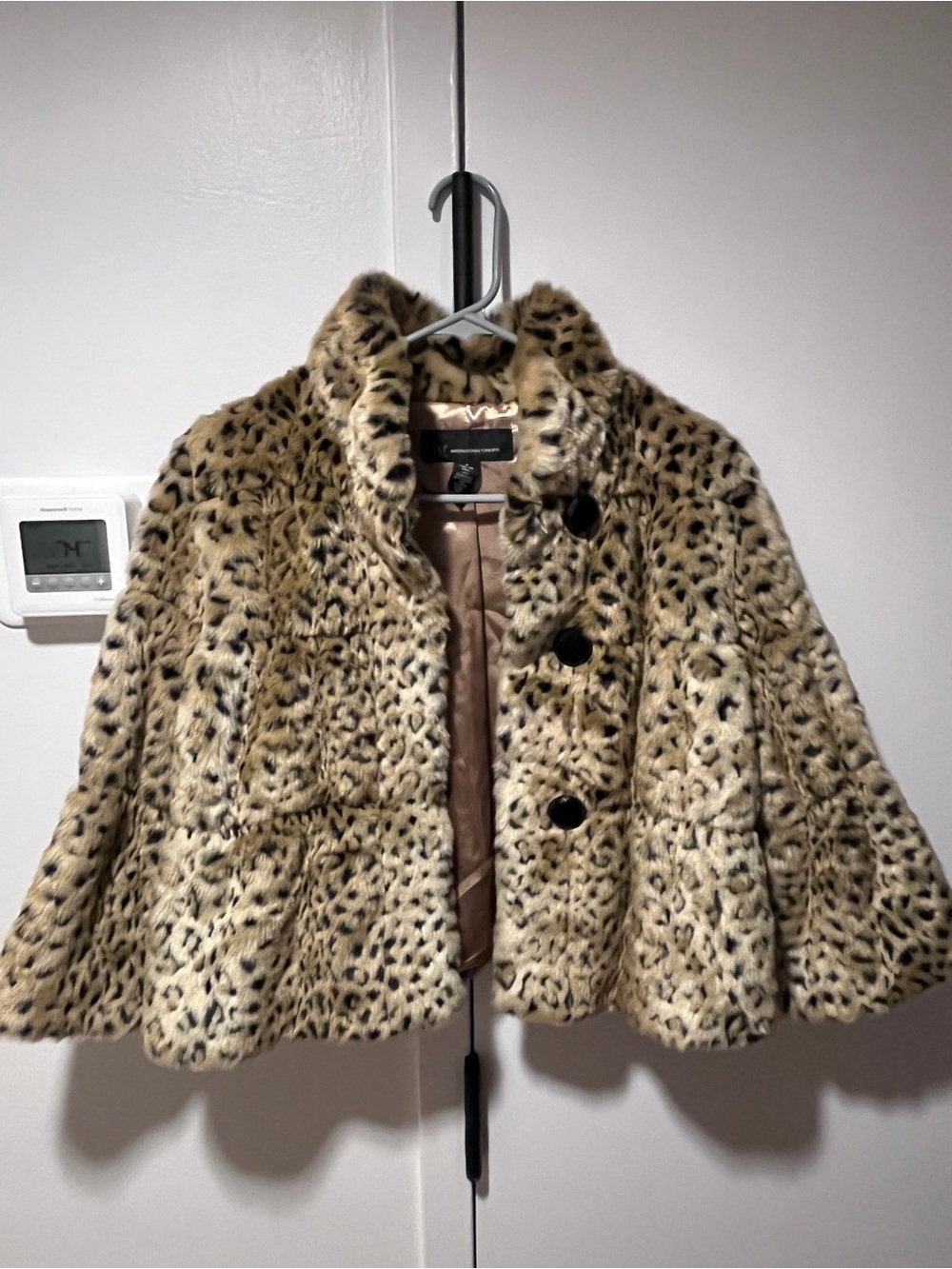 Leopard Print Faux Fur Cropped Coat